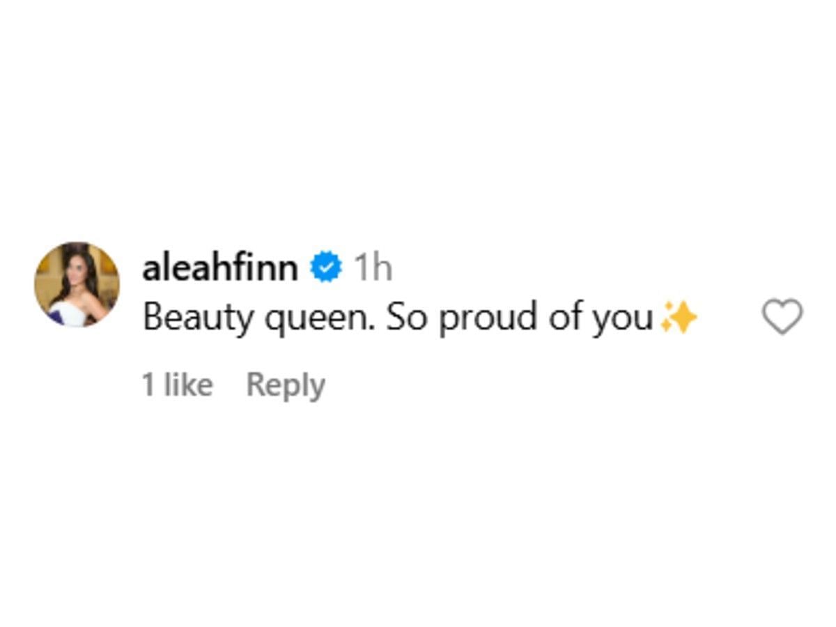 Finnegan's comment on Instagram